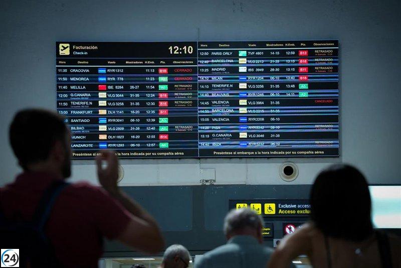 Problemas de retrasos en aeropuertos de Andalucía por fallo en sistema informático de Microsoft.