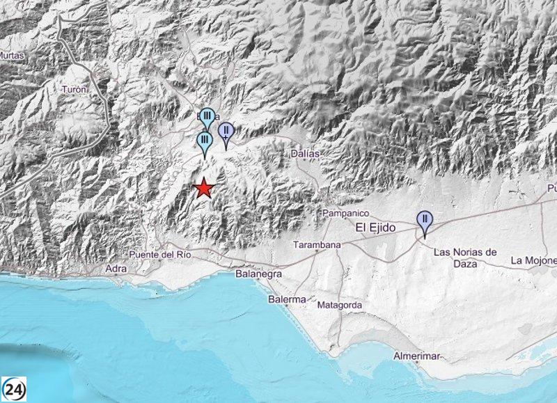 Pequeño terremoto en Berja sentido en El Ejido y algunas pedanías