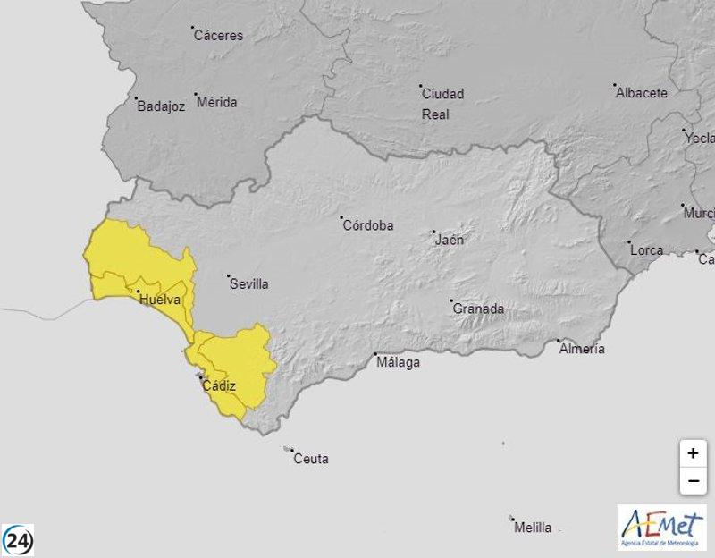 Posible tormenta se aproxima a Huelva y Cádiz este sábado