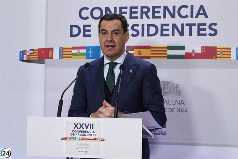 Andalucía exige abordar en la Conferencia de Presidentes temas de financiación, vivienda ocupada y escasez de personal sanitario.