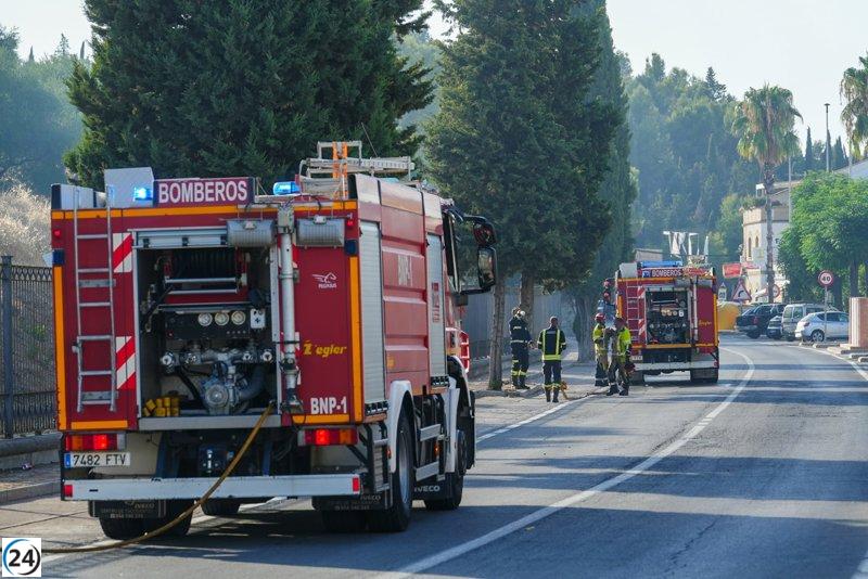 Incendio daña la arboleda en el recinto histórico de Itálica, Santiponce.