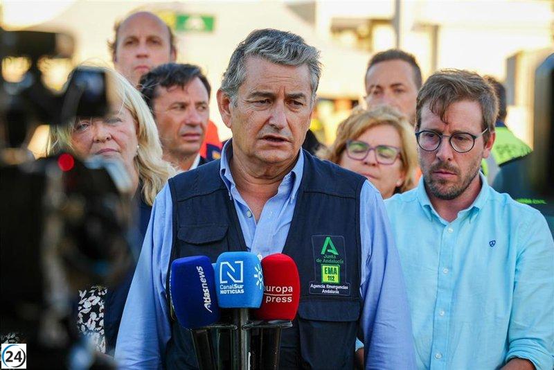 Sanz informa sobre el progreso positivo del incendio en Jabugo, Huelva, y confirma que ya son 240 los evacuados.