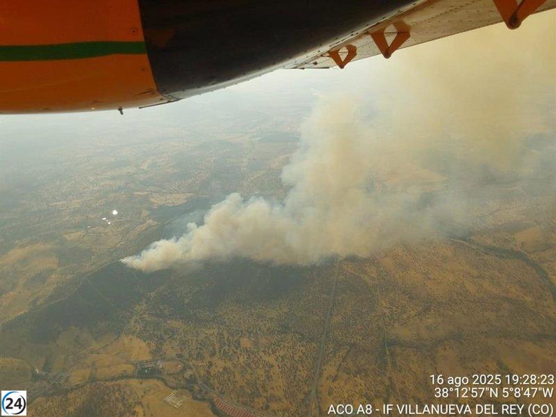 Corte total de la N-432 debido al incendio en Villanueva del Rey, Córdoba.