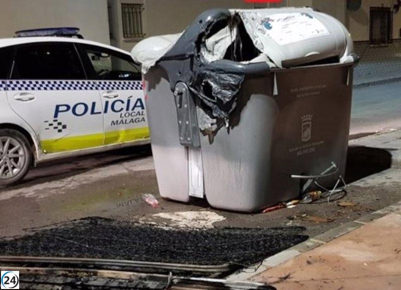 Arresto en Málaga por incendio intencionado de ocho contenedores.