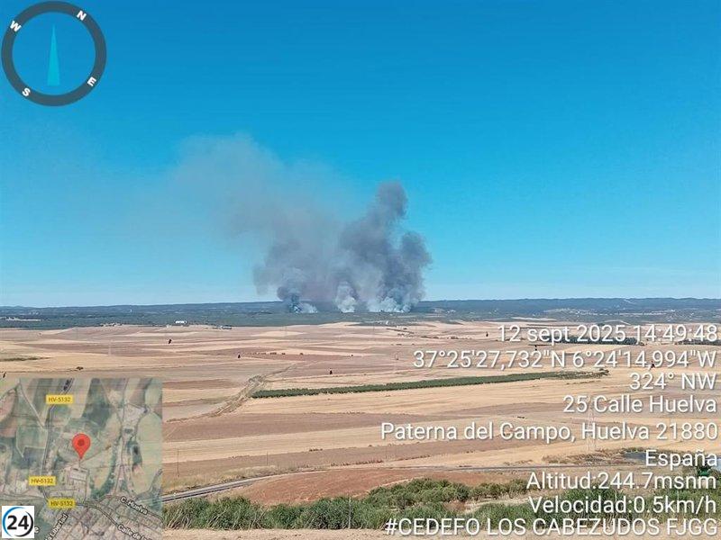El Infoca controla el incendio en Los Almendrillos, Paterna.