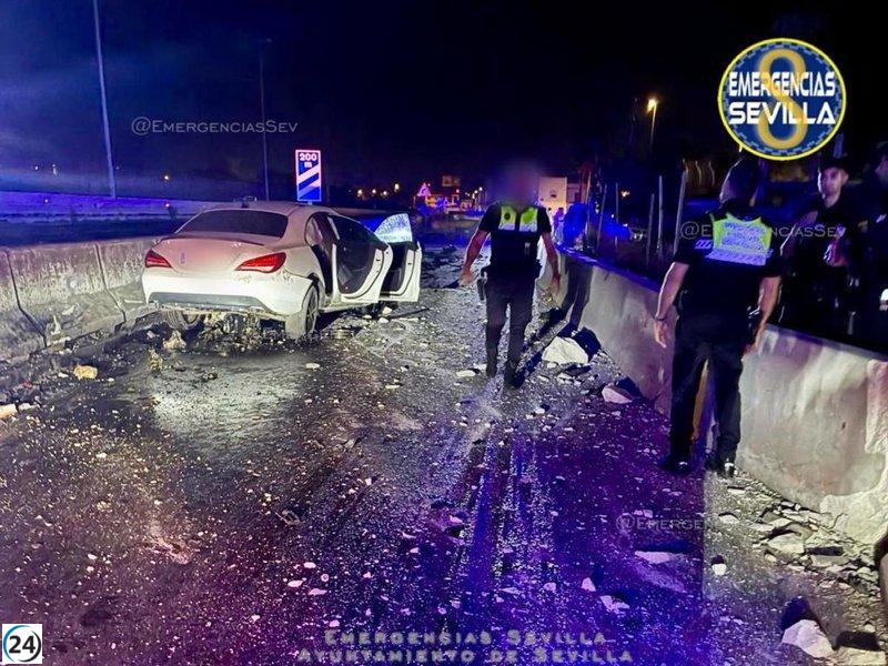 Cuatro personas resultan heridas en choque en la A-92 cerca de Torreblanca, Sevilla.