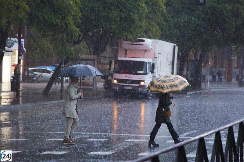 Alerta meteorológica: lluvias y tormentas este miércoles en Cádiz, Huelva, Sevilla y Málaga; Córdoba y Granada en vigilancia amarilla.