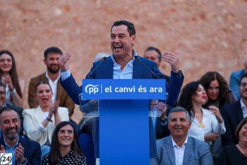 Moreno alerta que votar por el PSOE es respaldar las políticas de Sánchez.