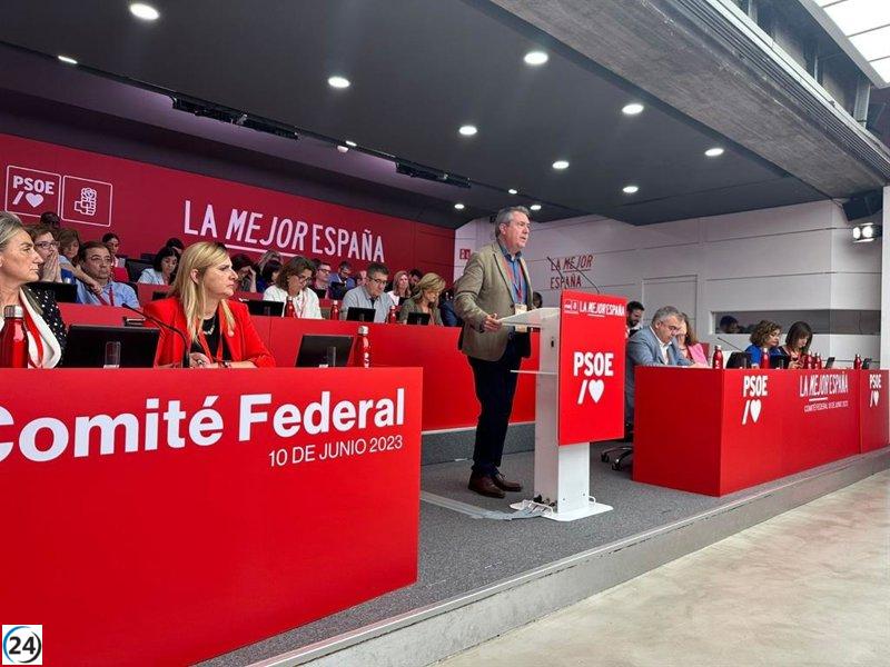 Espadas elogia la presencia de ministros en las listas del PSOE-A y destaca la importancia de la incorporación de Calvo en Granada.