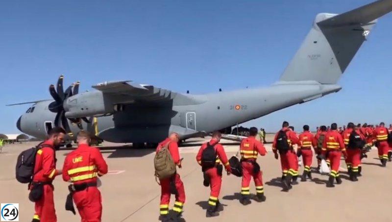 Un destacamento de 100 militares de la UME se desplaza desde Morón a Canarias por el incendio en La Palma.