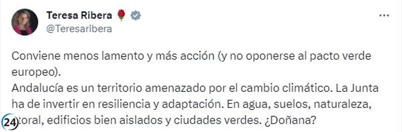 Ribera insta a Moreno a tomar medidas en lugar de lamentarse tras solicitar a la UE financiación para proyectos hídricos: ¿Doñana?