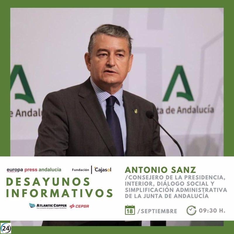 El ministro Antonio Sanz estará presente en los desayunos informativos de Europa Press Andalucía en Sevilla este lunes.